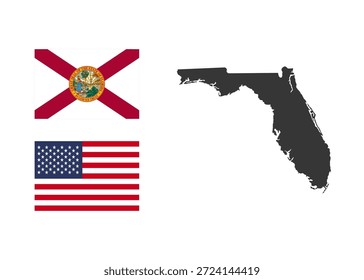 Estado de Florida de EE.UU. Bandera y territorio de Florida. Territorio de los Estados Unidos de América sobre fondo blanco. Estados separados. Vector