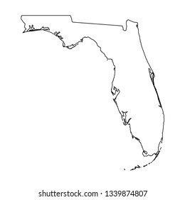 Florida, state of USA - solid black outline map of country area. Simple flat vector illustration.