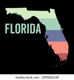 Florida State, Vector State, Retro vintage map.