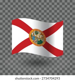 Florida state wavy flag isolated transparent background