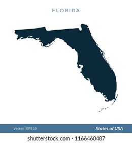 Florida - States of US Map Icon Vector Template Illustration Design. Vector EPS 10.