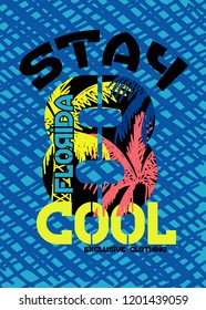 florida stay cool,t-shirt design vector illustration