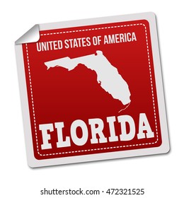 Florida sticker or label on white background, vector illustration