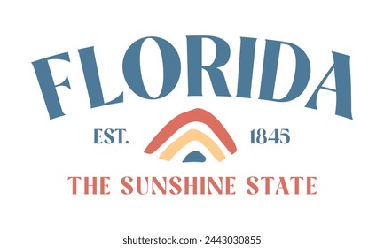 Florida Summer Beach Quote lettering retro vintage typographic sign art on white background