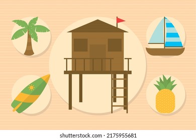 florida and summer icon set