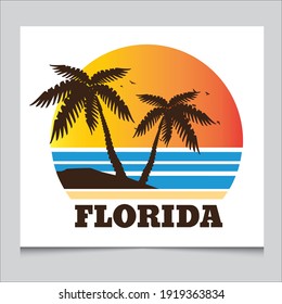 Florida Sun Sea Beach  T-shirt Graphic Logo Design.