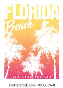 florida sunset beach / tropical sunset / palm beach design / gradient sunset tee print design