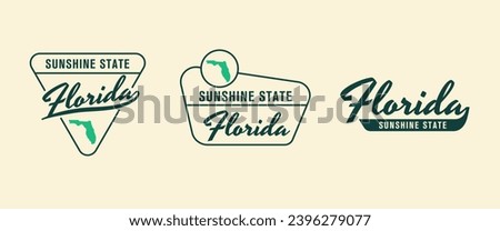 Florida - Sunshine State. Florida state logo, label, poster. Vintage poster. Print for T-shirt, typography. Vector illustration