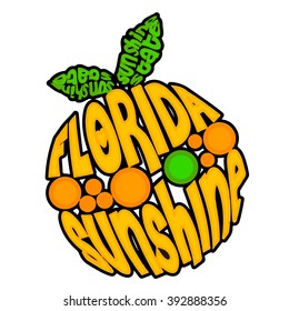 Florida the sunshine state orange symbol of FL, USA with letters in abstract symbol of Florida - orange patriotic sign, vector