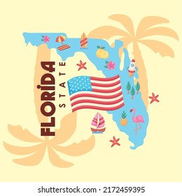 Florida Sunshine State Poster With Icons