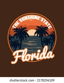 Florida Sunshine State Sunset Beach T-shirt Design