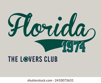 Florida Tennis Slogan Print, Tennis Ball vector, Tennis Slogan, Campus Design Slogan, Varsity Slogan