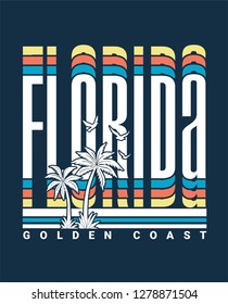 Florida text with palm trees vector illustration for t-shirt and other uses.