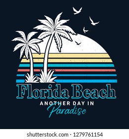 Florida text with palm trees vector illustration for t-shirt and other uses.