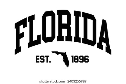 Florida typography design with map vector. Editable college t-shirt design printable text effect vector	