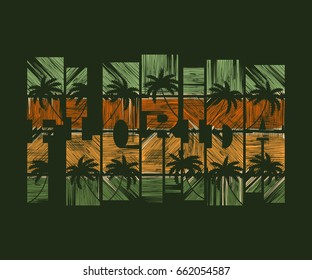 Florida typography poster. Concept in vintage style for print production. T-shirt fashion Design. Template for poster, print, banner, flyer.