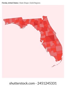 Florida, United States. Simple vector map. State shape. Solid regions style. Border of Florida. Vector illustration.