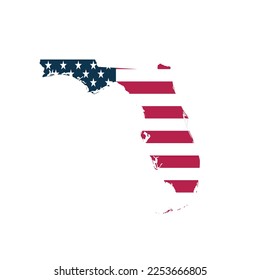 Florida US Blank Map Vector Template With American Flag Color and Outline Isolated on White Background. easy to edit
