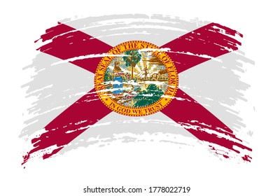 Florida US flag in grunge brush stroke, vector image