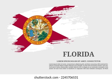 Florida US flag grunge brush and text poster, vector