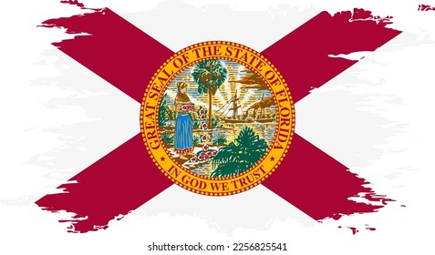 Imagen de color del pincel grungo de bandera estadounidense de Florida, vector