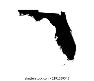 Florida US Map. FL USA State Map. Black and White Floridan State Border Boundary Line Outline Geography Territory Shape Vector Illustration EPS Clipart