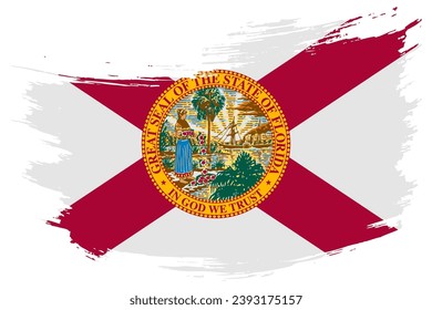 Florida US State brush stroke flag vector background. Hand drawn grunge style painted isolated banner.