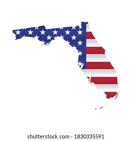 Florida US state flag map isolated on white. Vector illustration.