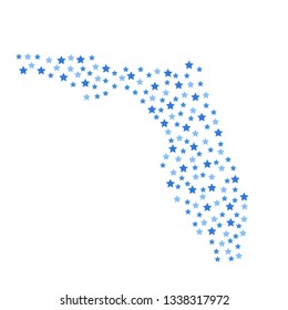 Florida, U.S. state map background with blue stars of different sizes vector illustration eps

