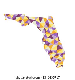 Florida U.S. state polygonal map background  low poly style yellow, orange, blue, purple colors  vector illustration eps
