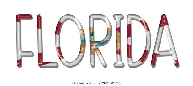 FLORIDA USA flag text font, 3D FLORIDA USA colorful background, FLORIDA USA flag vector illustration