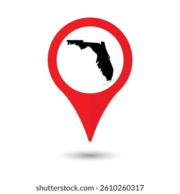 Florida USA map with red pin for travel and navigation
