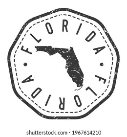 Florida, USA Map Stamp Retro Postmark. Silhouette Postal Passport. Seal Round Vector Icon. Badge Vintage Postage Design.