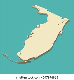 Florida USA Map Three Dimensional Vector