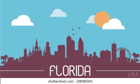 Florida Usa Skyline Silhouette Vector Illustration Stock Vector ...