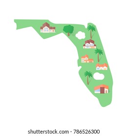 Florida USA states real estate landmarks flat