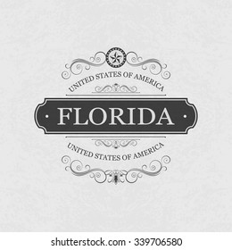 Florida USA State.Vintage frame.