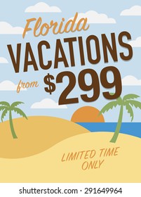 Florida vacation sale sign - from $299 limited time only