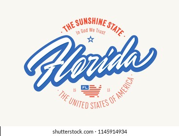 Florida vector brush lettering badge logo element