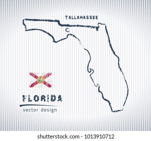 Florida vector chalk drawing map isolated on a white background