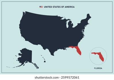 Florida vector map. High detailed illustration. United state of America country.