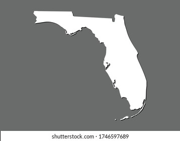 Florida vector map with single land area using white color on dark background illustration