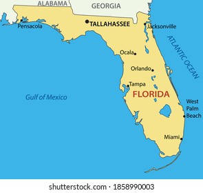 Florida - vector map of state of USA