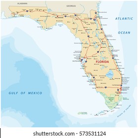florida vector road map and national parks