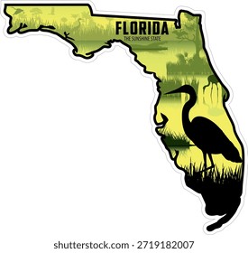 Florida vector sticker design with heron