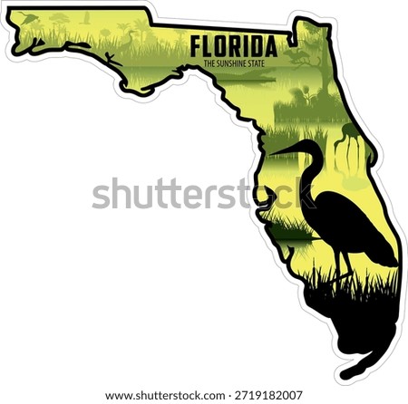 Florida vector sticker design with heron
