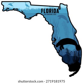 Florida vector sticker design with manatee