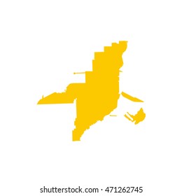 Florida yellow map icon in flat style on a white background