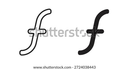 Florin sign icons, Line vector. solid symbol set