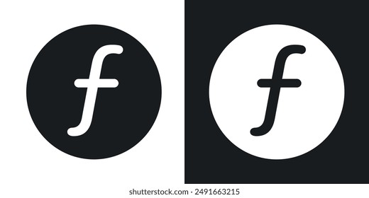 Florin vector sign set in black and blue colors vector icon set in solid style.